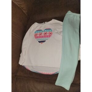 Gymboree enchanted winter heart top and leggings size 5t‎